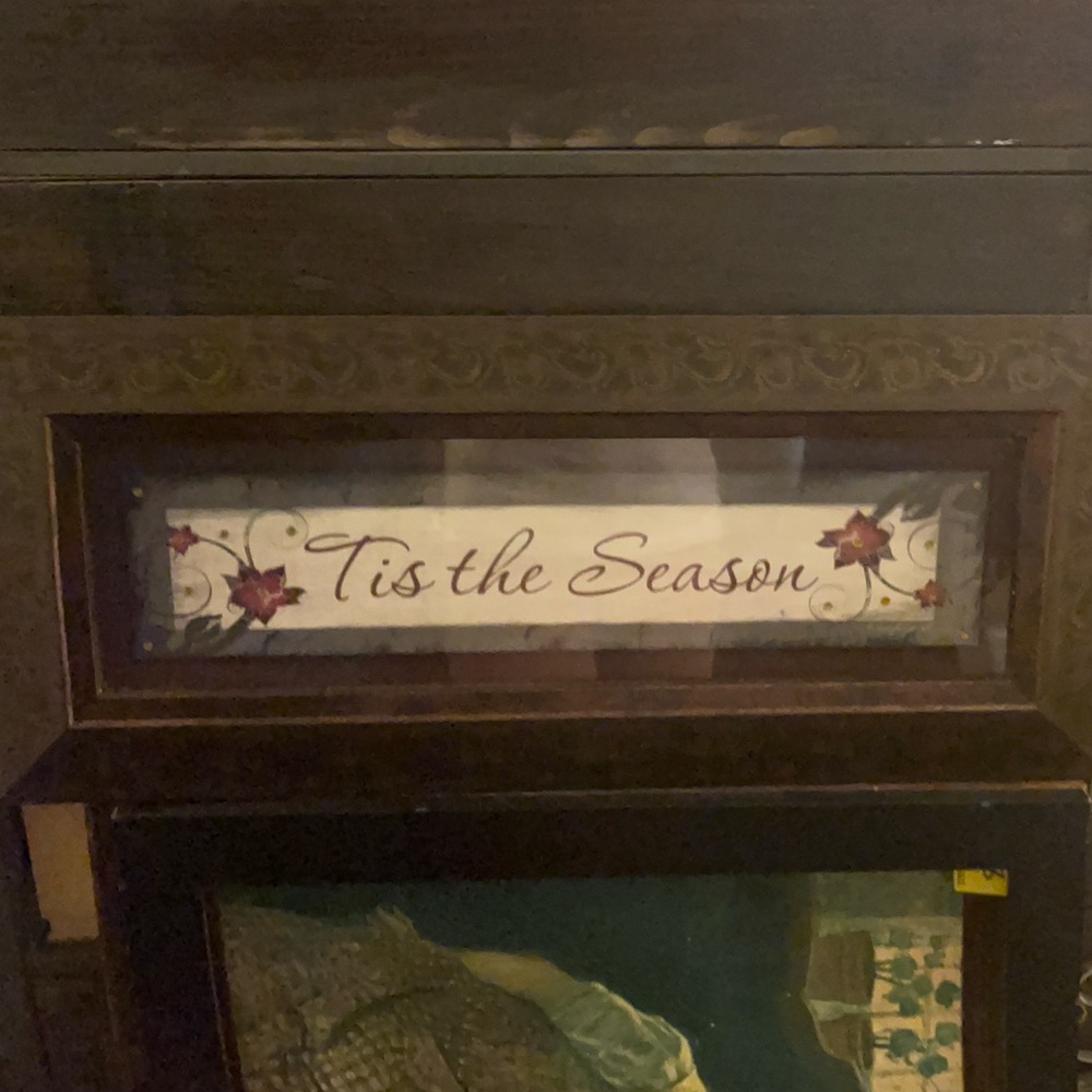 "Tis the Season" Framed Wall Sign - Brown Wood Jennifer Pugh